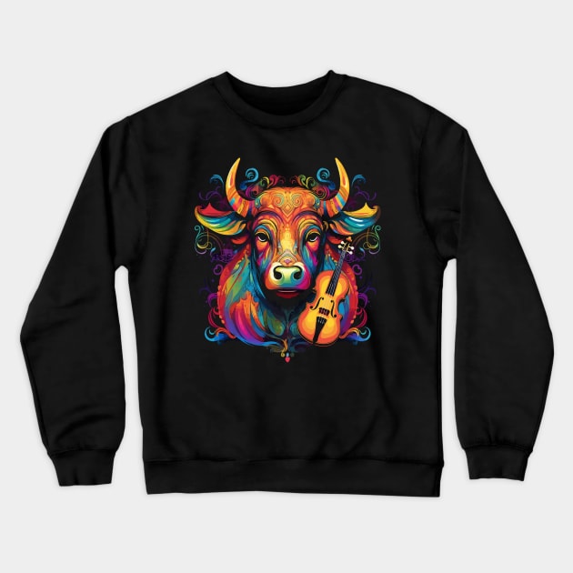 Water Buffalo Playing Violin Crewneck Sweatshirt by JH Mart